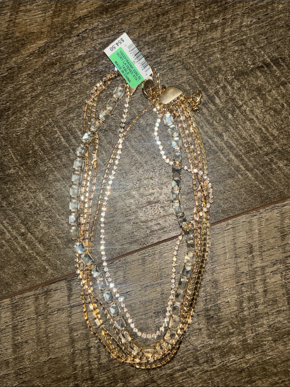 INC International Concepts Gold-Tone Multi Strand Necklace with Clear Stones